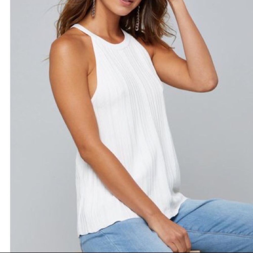 Bebe Aria Sleeveless Sweater Top White Size M